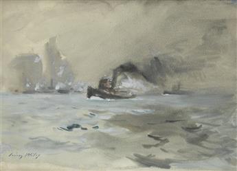 IRVING RAMSEY WILES Tugboat in the Fog, New York.